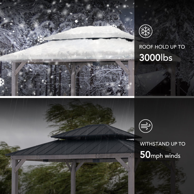 Sunjoy 13 x 15 ft. Wood Gazebo, Outdoor Patio Steel Hardtop Sunjoy 13 x 15 ft. Wood Gazebo, Outdoor Patio Steel Hardtop